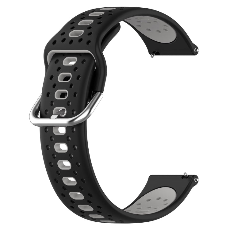 For Garmin Forerunner 245 Music 20mm Breathable Two-Color Silicone Watch Band(Black+Grey) - Watch Bands by PMC TechLife | Online Shopping South Africa | PMC TechLife