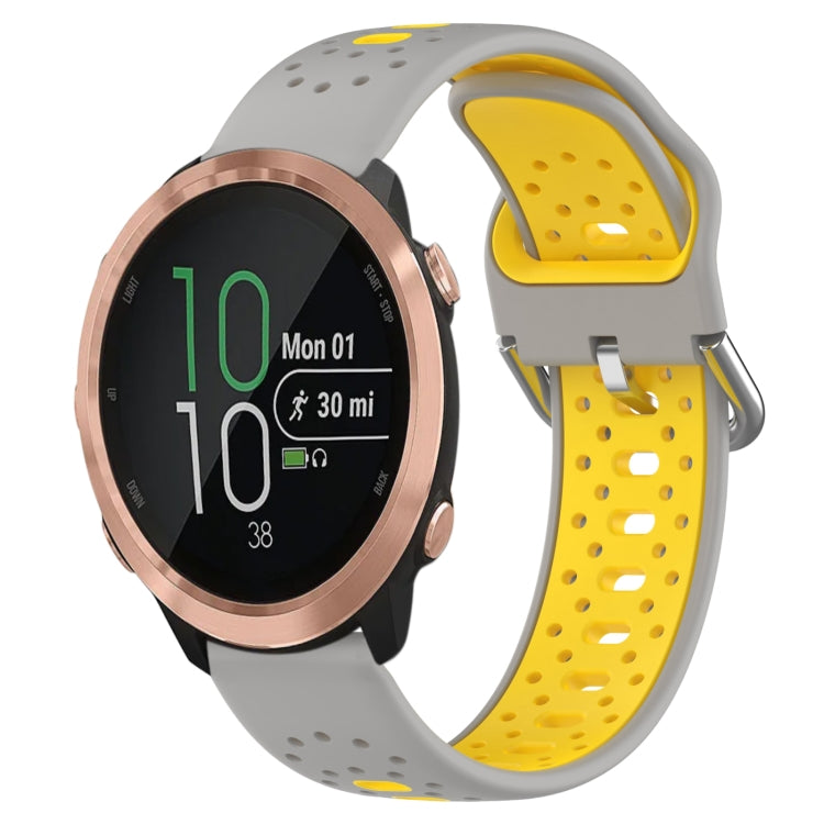 For Garmin Forerunner 645 20mm Breathable Two-Color Silicone Watch Band(Grey+Yellow)