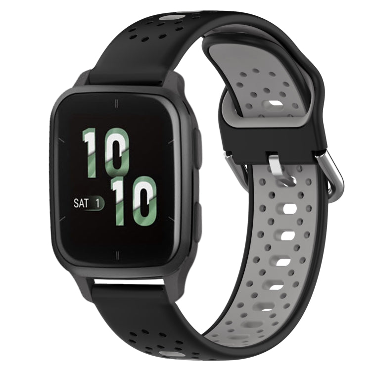 For Garmin Forerunner Sq2 20mm Breathable Two-Color Silicone Watch Band(Black+Grey) - Watch Bands by PMC TechLife | Online Shopping South Africa | PMC TechLife