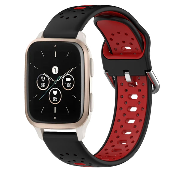 For Garmin Forerunner Sq2 Music 20mm Breathable Two-Color Silicone Watch Band(Black+Red)