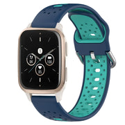 For Garmin Forerunner Sq2 Music 20mm Breathable Two-Color Silicone Watch Band(Blue+Teal)