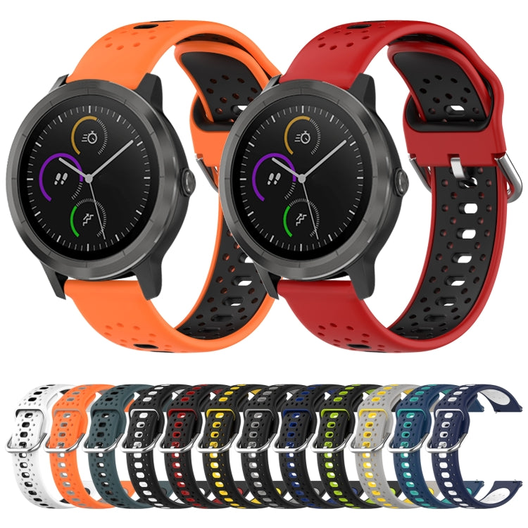 For Garmin VivoMove Luxe 20mm Breathable Two-Color Silicone Watch Band(Red+Black)