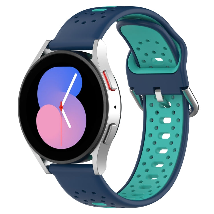 For Samsung Galaxy Watch 5 44mm 20mm Breathable Two-Color Silicone Watch Band(Blue+Teal) - Watch Bands by PMC TechLife | Online Shopping South Africa | PMC TechLife