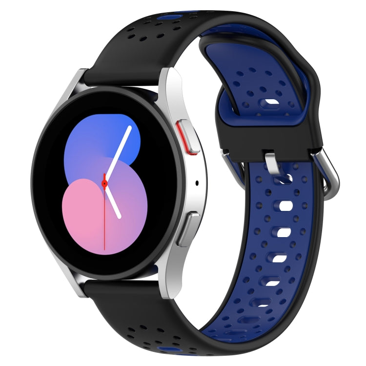 For Samsung Galaxy Watch 5 Pro 45mm 20mm Breathable Two-Color Silicone Watch Band(Black+Blue) - Watch Bands by PMC TechLife | Online Shopping South Africa | PMC TechLife