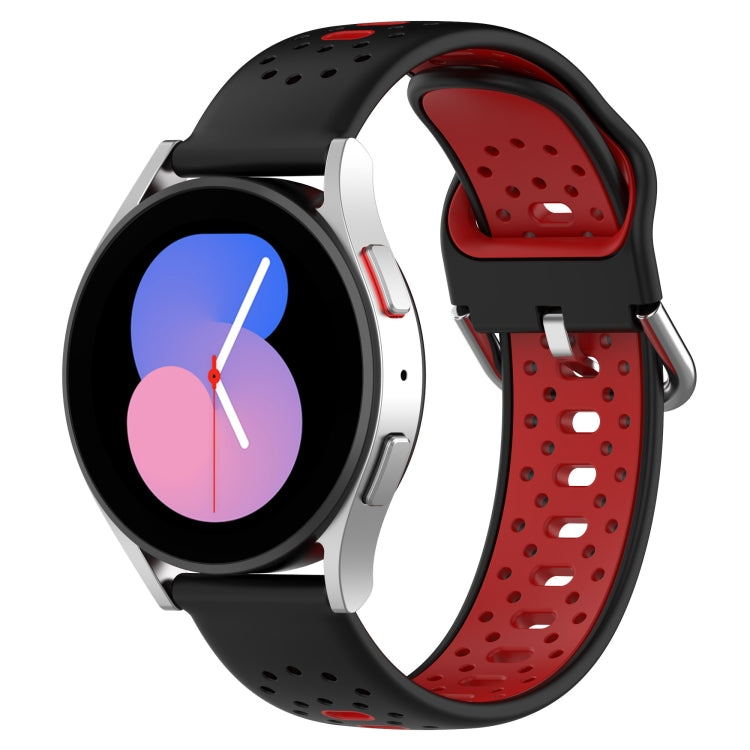 For Samsung Galaxy Watch 4 44mm 20mm Breathable Two-Color Silicone Watch Band(Black+Red) - Watch Bands by PMC TechLife | Online Shopping South Africa | PMC TechLife
