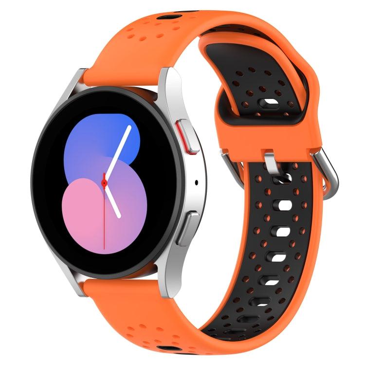 For Samsung  Galaxy Watch 4 Classic 46mm 20mm Breathable Two-Color Silicone Watch Band(Orange+Black) - Watch Bands by PMC TechLife | Online Shopping South Africa | PMC TechLife