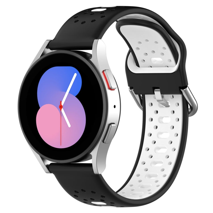 For Samsung Galaxy Watch Active 2 40mm 20mm Breathable Two-Color Silicone Watch Band(Black+White) -  by PMC TechLife | Online Shopping South Africa | PMC TechLife