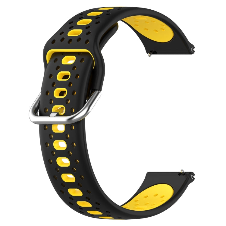 For Samsung Galaxy Watch Active 2 40mm 20mm Breathable Two-Color Silicone Watch Band(Black+Yellow) - Watch Bands by PMC TechLife | Online Shopping South Africa | PMC TechLife