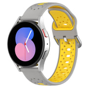 For Samsung Galaxy Watch 42mm 20mm Breathable Two-Color Silicone Watch Band(Grey+Yellow)