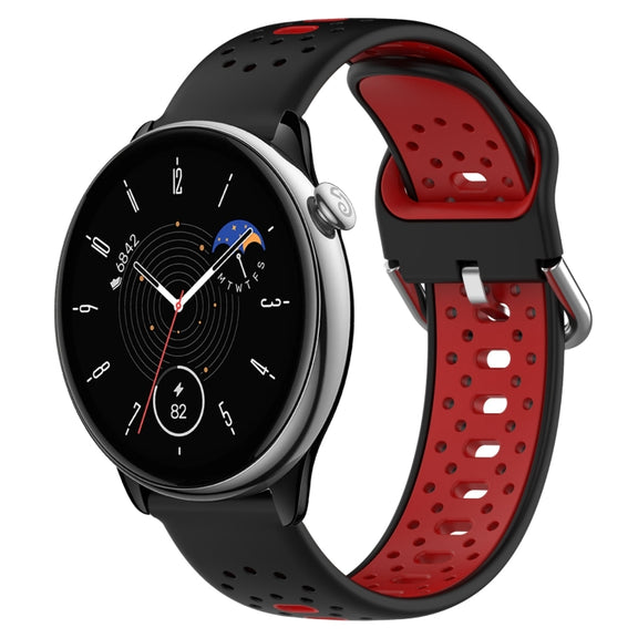 For Amazfit GTR Mini 20mm Breathable Two-Color Silicone Watch Band(Black+Red)