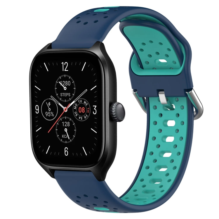 For Amazfit GTS 4 20mm Breathable Two-Color Silicone Watch Band(Blue+Water Duck) - Watch Bands by PMC TechLife | Online Shopping South Africa | PMC TechLife