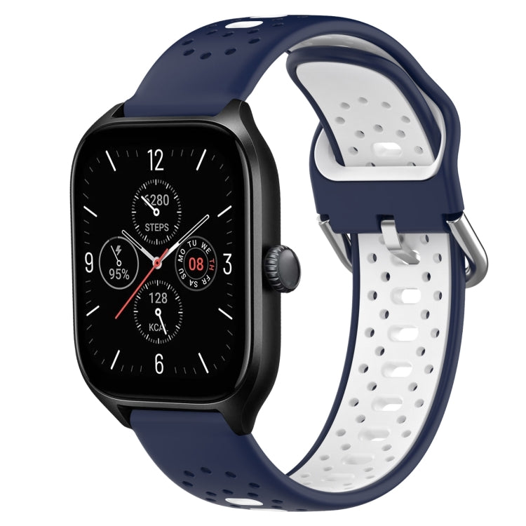 For Amazfit GTS 4 20mm Breathable Two-Color Silicone Watch Band(Midnight Blue+White) -  by PMC TechLife | Online Shopping South Africa | PMC TechLife