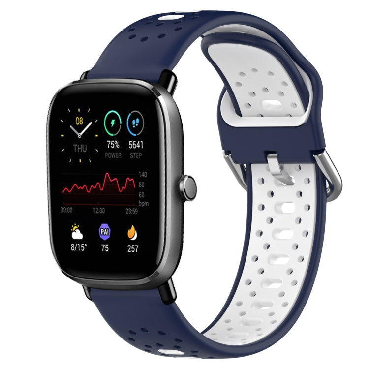 For Amazfit GTS 4 Mini 20mm Breathable Two-Color Silicone Watch Band(Midnight Blue+White) - Watch Bands by PMC TechLife | Online Shopping South Africa | PMC TechLife