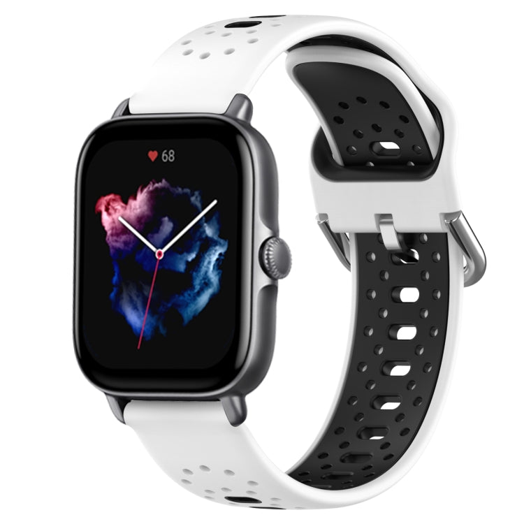 For Amazfit GTS 3 20mm Breathable Two-Color Silicone Watch Band(White+Black) -  by PMC TechLife | Online Shopping South Africa | PMC TechLife