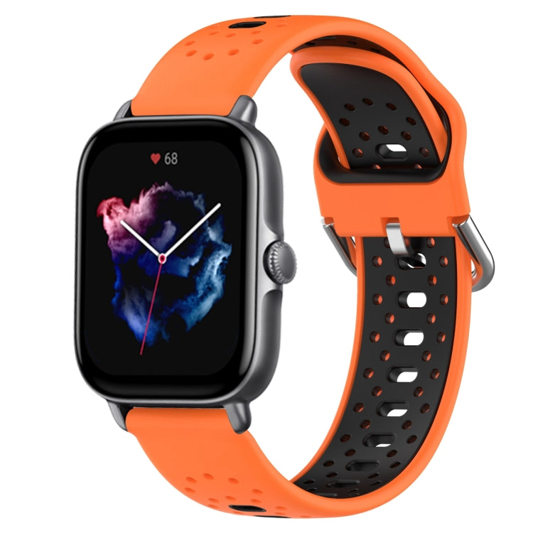 For Amazfit GTS 3 20mm Breathable Two-Color Silicone Watch Band(Orange+Black) - Watch Bands by PMC TechLife | Online Shopping South Africa | PMC TechLife