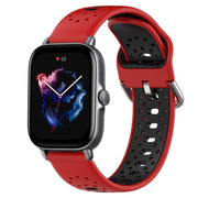 For Amazfit GTS 3 20mm Breathable Two-Color Silicone Watch Band(Red+Black)