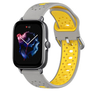 For Amazfit GTS 3 20mm Breathable Two-Color Silicone Watch Band(Grey+Yellow)
