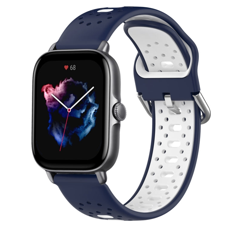 For Amazfit GTS 3 20mm Breathable Two-Color Silicone Watch Band(Midnight Blue+White) -  by PMC TechLife | Online Shopping South Africa | PMC TechLife