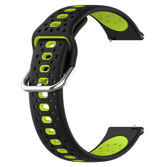 For Amazfit GTS 2E 20mm Breathable Two-Color Silicone Watch Band(Black+Lime Green)