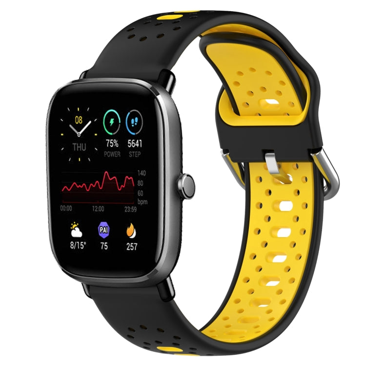 For Amazfit GTS 2 Mini 20mm Breathable Two-Color Silicone Watch Band(Black+Yellow)