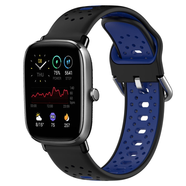 For Amazfit GTS 2 Mini 20mm Breathable Two-Color Silicone Watch Band(Black+Blue) -  by PMC TechLife | Online Shopping South Africa | PMC TechLife