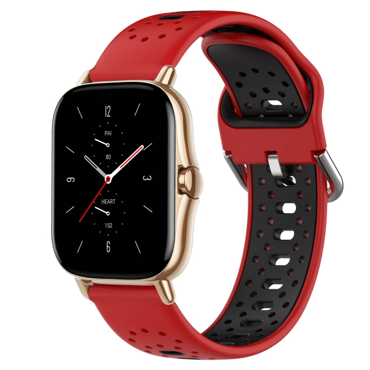 For Amazfit GTS 2 20mm Breathable Two-Color Silicone Watch Band(Red+Black) - Watch Bands by PMC TechLife | Online Shopping South Africa | PMC TechLife