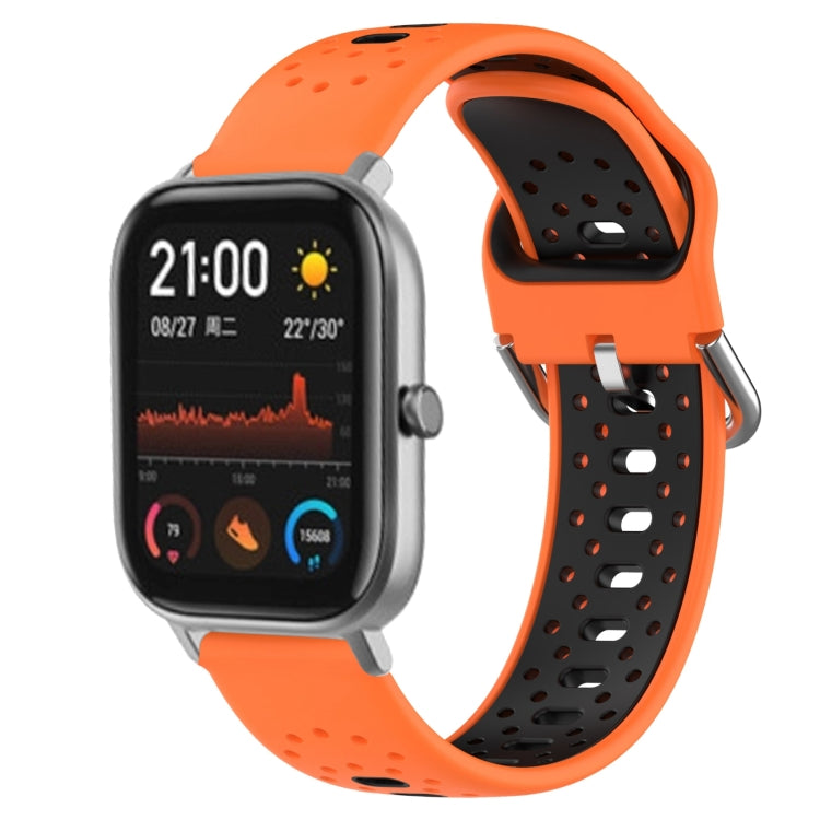 For Amazfit GTS 20mm Breathable Two-Color Silicone Watch Band(Orange+Black) - Watch Bands by PMC TechLife | Online Shopping South Africa | PMC TechLife