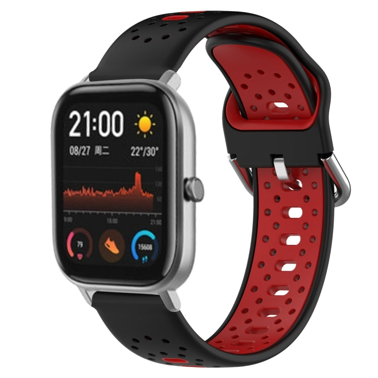 For Amazfit GTS 20mm Breathable Two-Color Silicone Watch Band(Black+Red) -  by PMC TechLife | Online Shopping South Africa | PMC TechLife