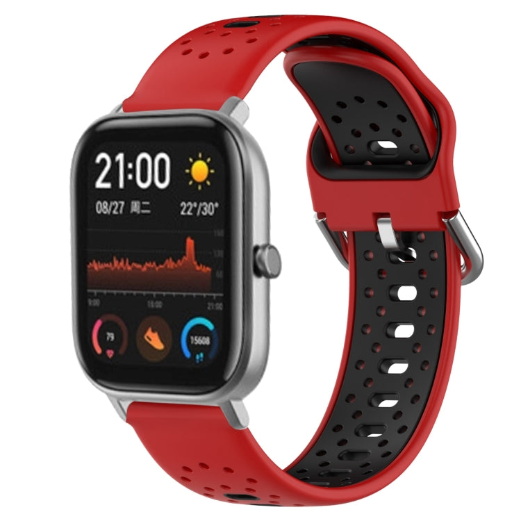 For Amazfit GTS 20mm Breathable Two-Color Silicone Watch Band(Red+Black) -  by PMC TechLife | Online Shopping South Africa | PMC TechLife