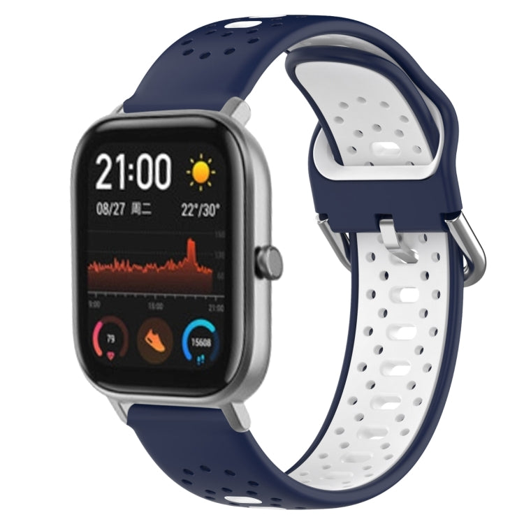 For Amazfit GTS 20mm Breathable Two-Color Silicone Watch Band(Midnight Blue+White) - Watch Bands by PMC TechLife | Online Shopping South Africa | PMC TechLife