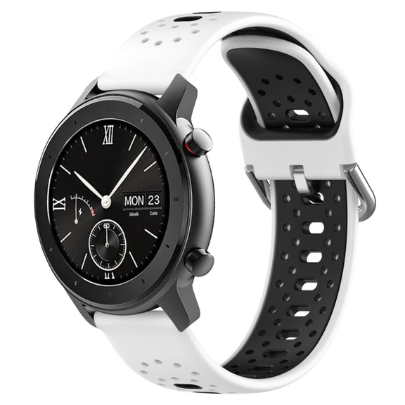 For Amazfit GTR 42mm 20mm Breathable Two-Color Silicone Watch Band(White+Black)