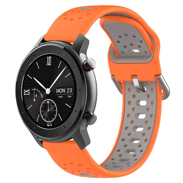 For Amazfit GTR 42mm 20mm Breathable Two-Color Silicone Watch Band(Orange+Grey) - Watch Bands by PMC TechLife | Online Shopping South Africa | PMC TechLife