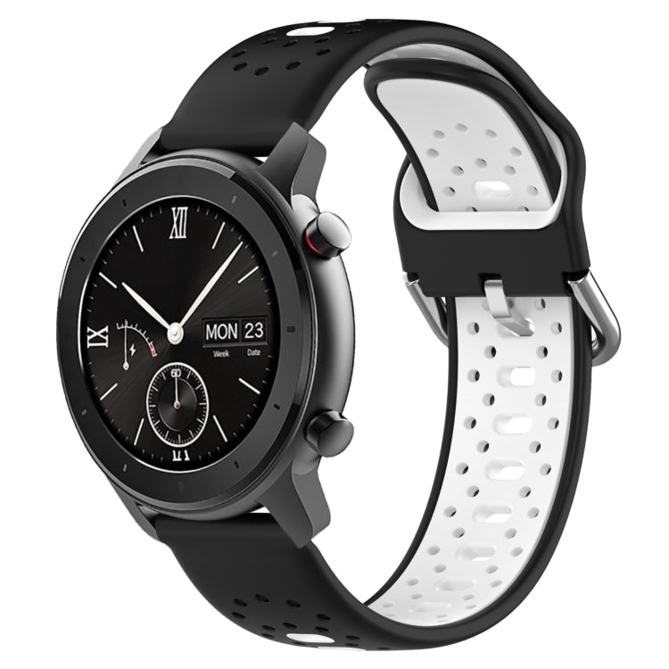 For Amazfit GTR 42mm 20mm Breathable Two-Color Silicone Watch Band(Black+White) - Watch Bands by PMC TechLife | Online Shopping South Africa | PMC TechLife