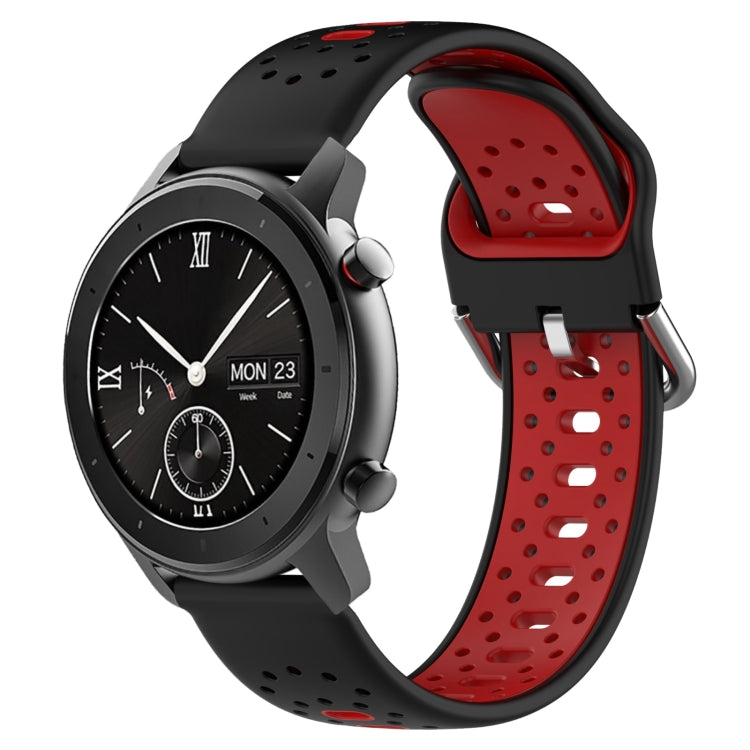 For Amazfit GTR 42mm 20mm Breathable Two-Color Silicone Watch Band(Black+Red) -  by PMC TechLife | Online Shopping South Africa | PMC TechLife