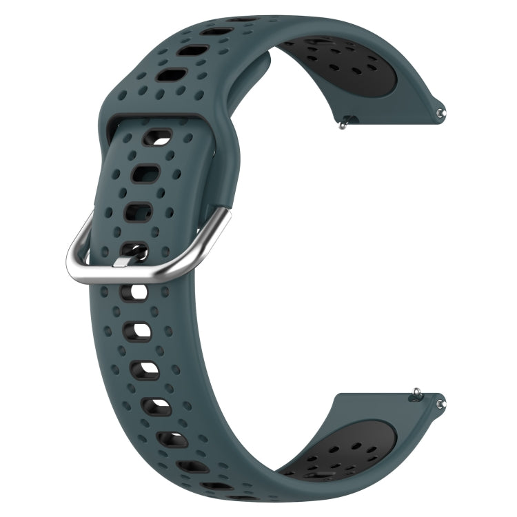 For Amazfit Pop 20mm Breathable Two-Color Silicone Watch Band(Olive Green+Black) - Watch Bands by PMC TechLife | Online Shopping South Africa | PMC TechLife