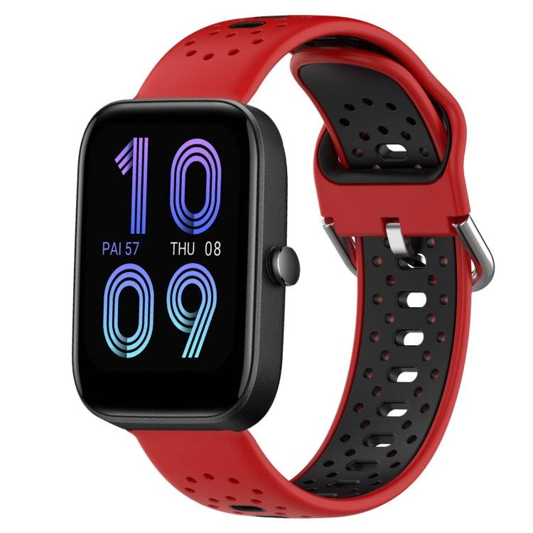 For Amazfit Bip3 20mm Breathable Two-Color Silicone Watch Band(Red+Black) -  by PMC TechLife | Online Shopping South Africa | PMC TechLife