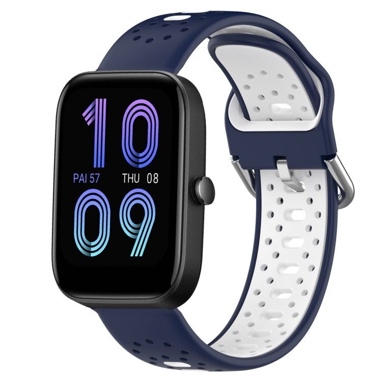 For Amazfit Bip3 20mm Breathable Two-Color Silicone Watch Band(Midnight Blue+White) - Watch Bands by PMC TechLife | Online Shopping South Africa | PMC TechLife