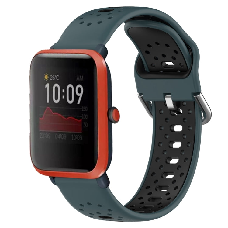 For Amazfit Bip 1S 20mm Breathable Two-Color Silicone Watch Band(Olive Green+Black) -  by PMC TechLife | Online Shopping South Africa | PMC TechLife