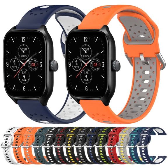 For Amazfit GTR Mini 20mm Breathable Two-Color Silicone Watch Band(Midnight Blue+White)