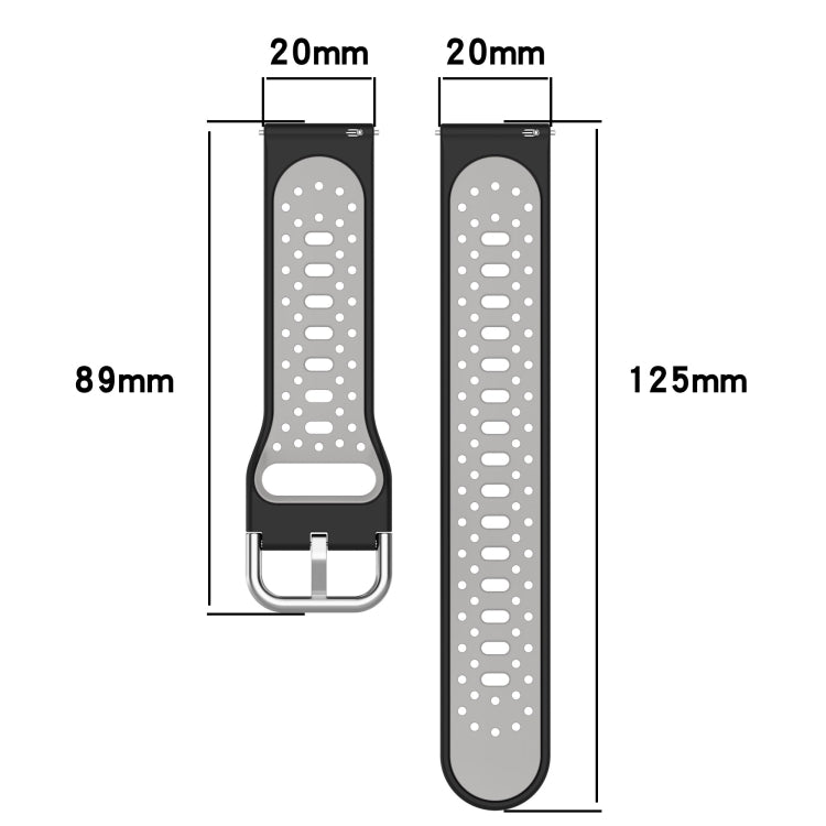 For Amazfit GTR Mini 20mm Breathable Two-Color Silicone Watch Band(Midnight Blue+White)
