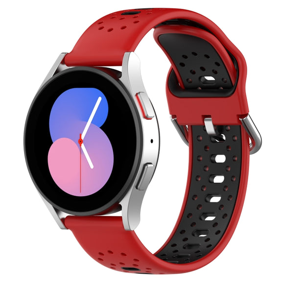 For Honor Watch ES 20mm Breathable Two-Color Silicone Watch Band(Red+Black)