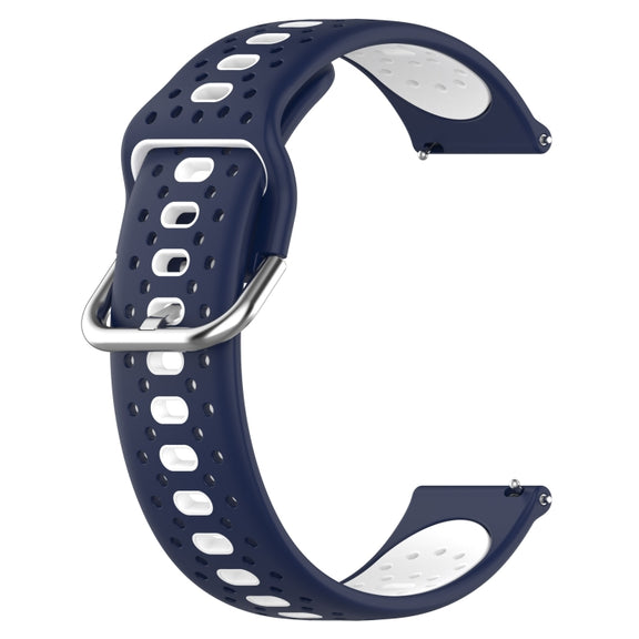 For Garmin Forerunner 265 22mm Breathable Two-Color Silicone Watch Band(Midnight Blue+White)