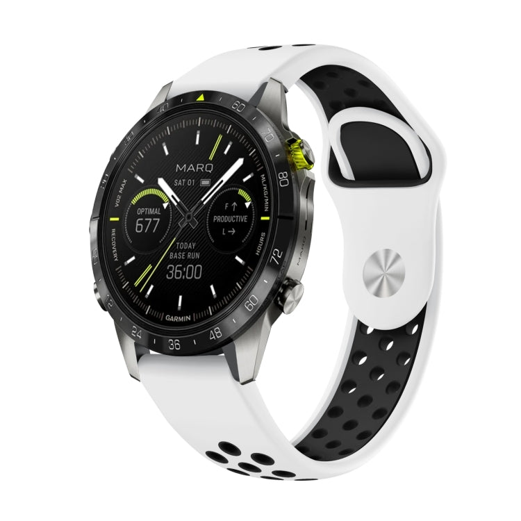 For Garmin MARQ Athlete Gen 2 22mm Sports Breathable Silicone Watch Band(White+Black) -  by PMC TechLife | Online Shopping South Africa | PMC TechLife