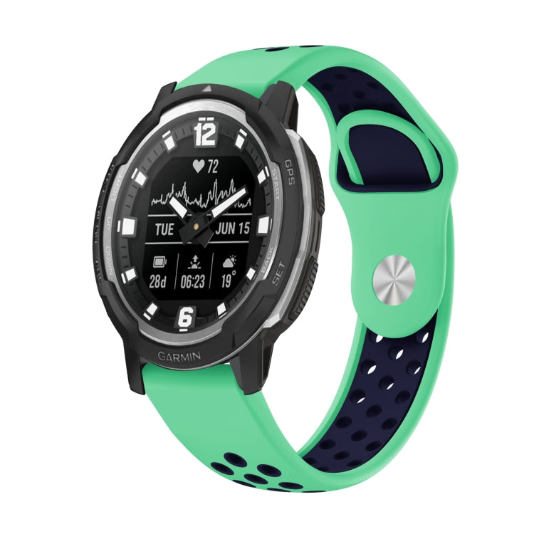 For Garmin Instinct Crossover 22mm Sports Breathable Silicone Watch Band(Mint Green+Midnight Blue) -  by PMC TechLife | Online Shopping South Africa | PMC TechLife