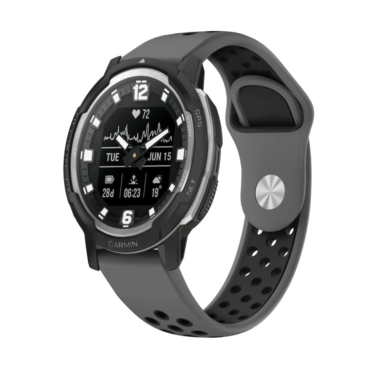 For Garmin Instinct Crossover 22mm Sports Breathable Silicone Watch Band(Grey+Black) -  by PMC TechLife | Online Shopping South Africa | PMC TechLife