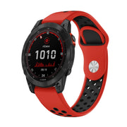 For Garmin Fenix 7 Solar 22mm Sports Breathable Silicone Watch Band(Red+Black)