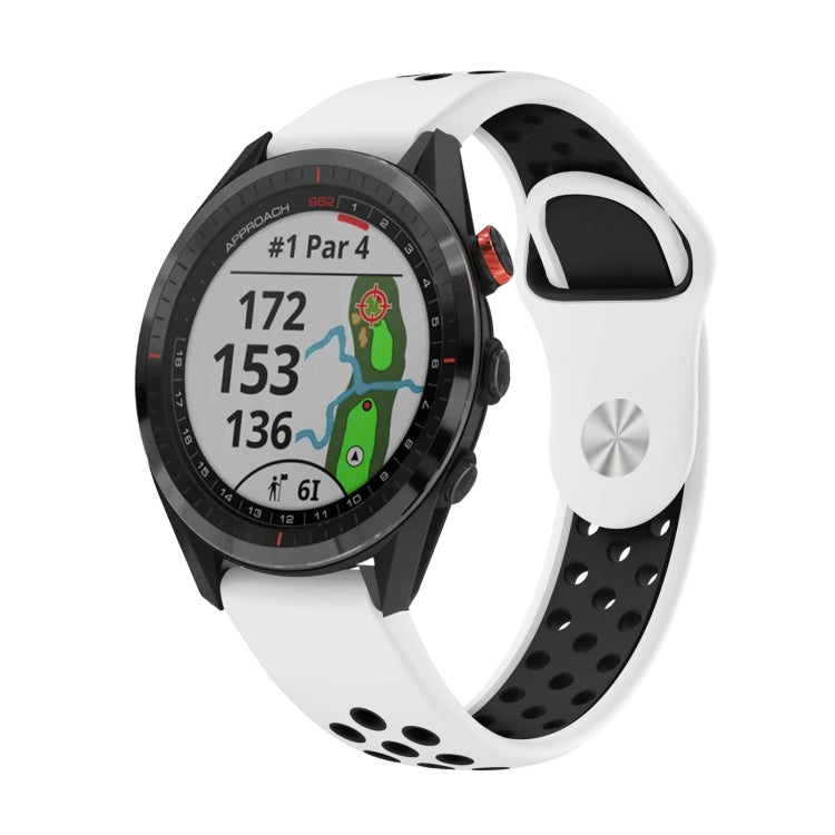 For Garmin Approach S62 22mm Sports Breathable Silicone Watch Band(White+Black) -  by PMC TechLife | Online Shopping South Africa | PMC TechLife