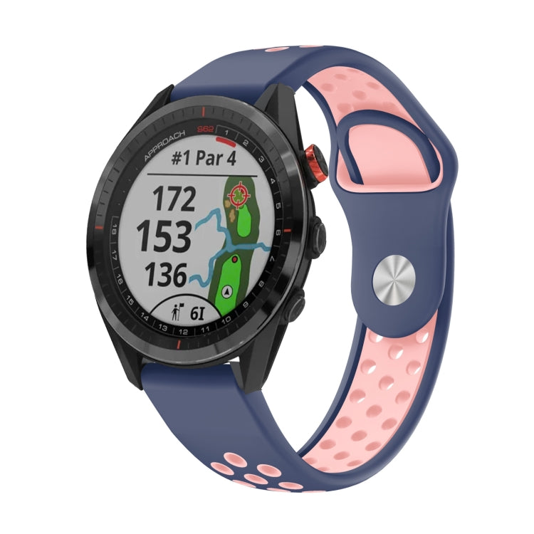 For Garmin Approach S62 22mm Sports Breathable Silicone Watch Band(Midnight Blue+Pink) -  by PMC TechLife | Online Shopping South Africa | PMC TechLife