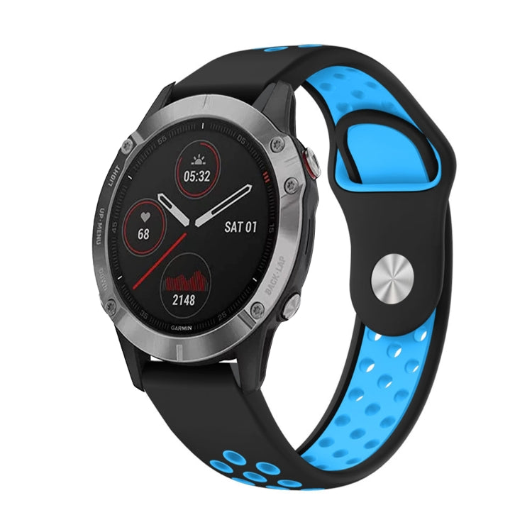 For Garmin Fenix 6 GPS 22mm Sports Breathable Silicone Watch Band(Black+Blue) -  by PMC TechLife | Online Shopping South Africa | PMC TechLife