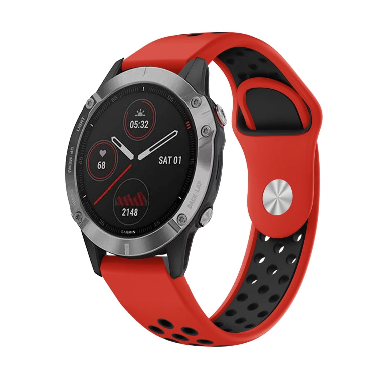 For Garmin Fenix 6 GPS 22mm Sports Breathable Silicone Watch Band(Red+Black) -  by PMC TechLife | Online Shopping South Africa | PMC TechLife